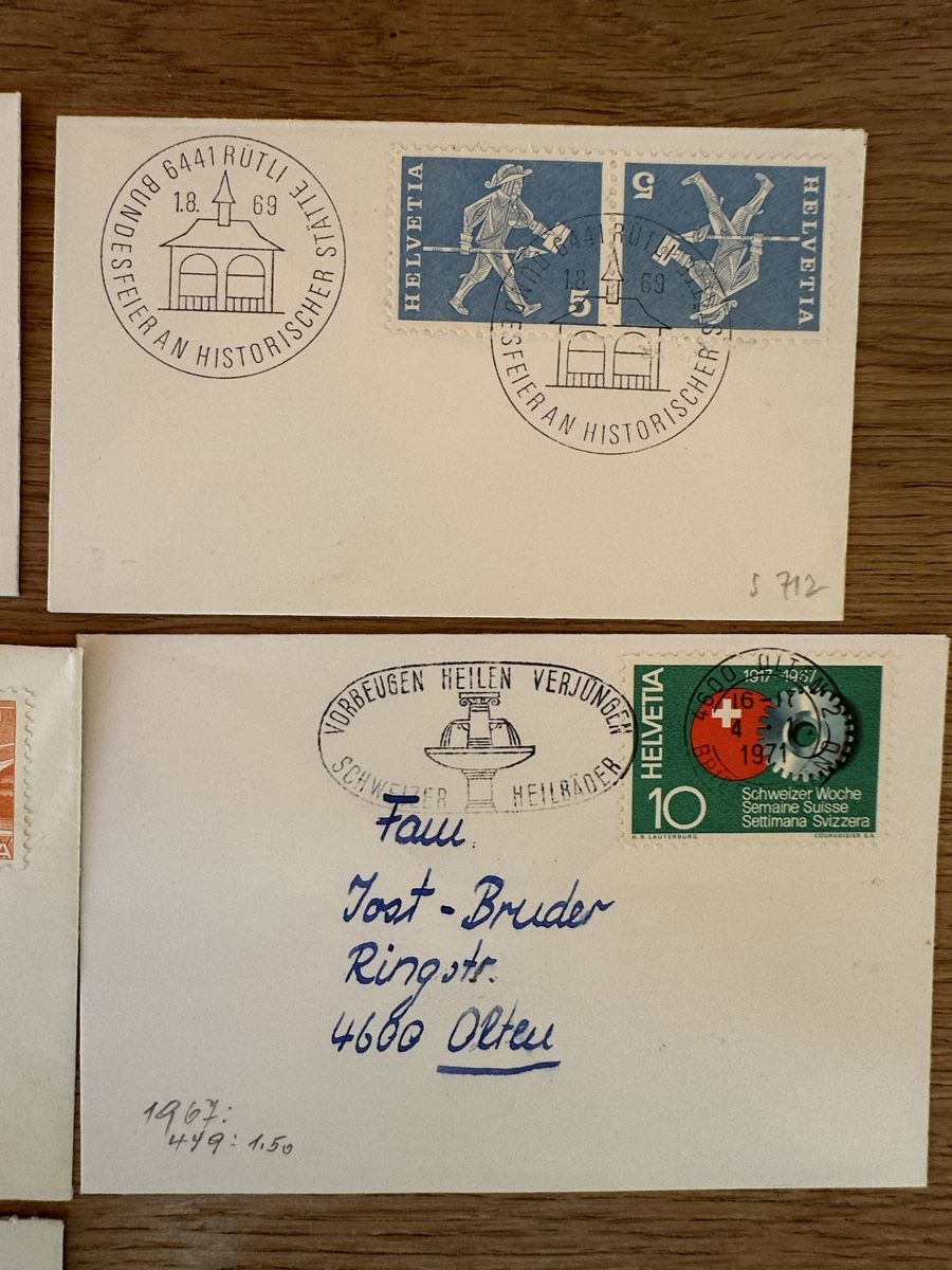 Tutti i francobolli: Schweiz - 10 Kleinformatige Couverts mit Sonderstempel  – Usato da Schmitten / FR venduto da Samsara169 4