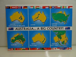Lustige Australien Postkarte - Grösse der Kontinente