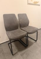 2er Set: Moderne Esszimmerstühle in Grau mit Steppmuster