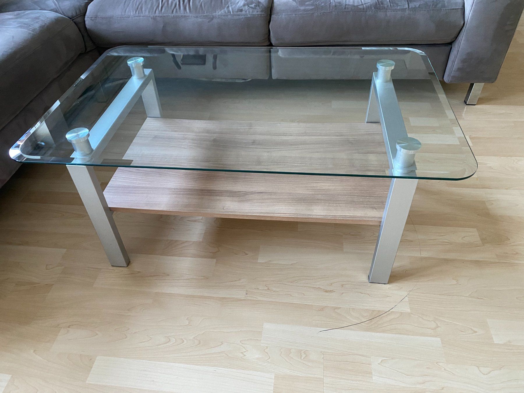 Tables: Moderner Glascouchtisch mit Ablage – D'occasion à Maur par timmy64
