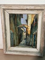 Huile sur bois ruelle ensoleillée, O. Ardizio