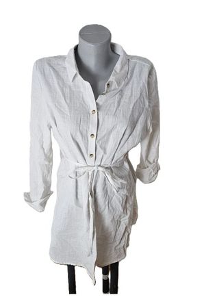 Longbluse / geknöpftes Kleid zum Binden Gr. M Business Chic