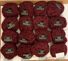 16x Knäuel Lang Yarns Velvet dunkelrot Wolle f. Herbst/Winte