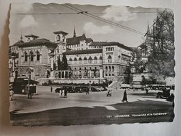 Carte postale Lausanne Université et Cathédrale noir blanc