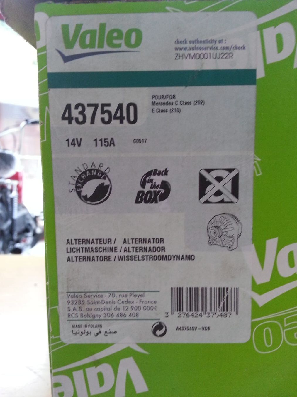 Valeo Alle Autoersatzteile: Valeo Alternator 14V 115A Nr. 437540 – Neu (gemäss Beschreibung) aus Mosnang von Northon 1