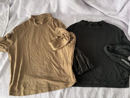 Rollkragenshirt Beige/Schwarz, ca. Gr. S