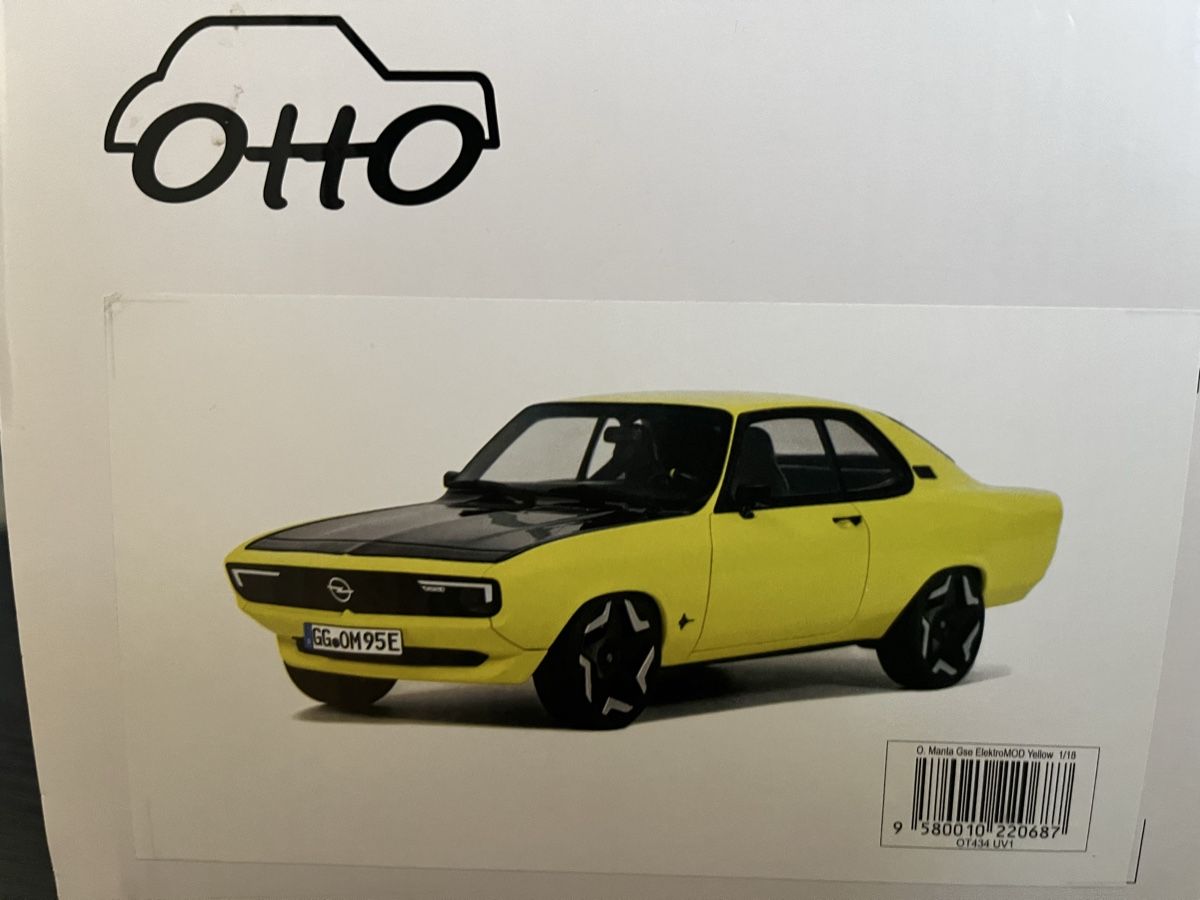 Opel Modellini d'auto: Opel Manta E-Elektro. 1:18 Otto mit OVP – Nuovo e nell'imballaggio originale da Rümlang venduto da Papamoll4 1