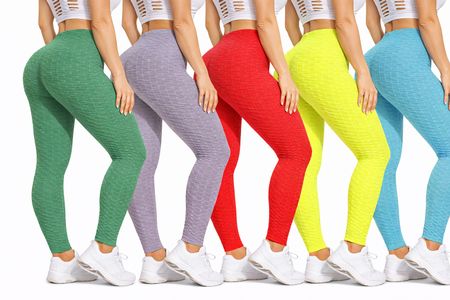 5x Damen Sport Leggings Push Up Fitness Gym Scrunch NEU XXL