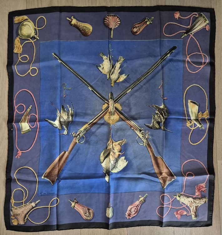 Foulard Vintage Thème Oiseaux – Beige, Occasion, Carré, Femme