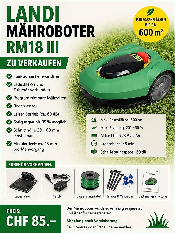 Rasenmäher: Rasenmähroboter – Gebraucht aus Heimenschwand von CREATIVLIVING