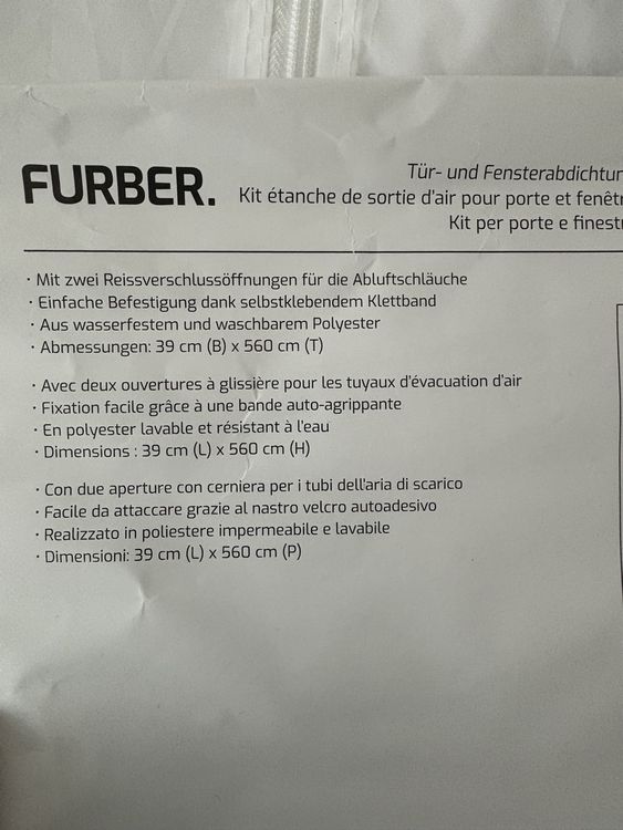 Climatiseurs: FURBER Door and Window Sealing Kit - Keep Cool Inside! – D'occasion à Zürich par geevee02 5