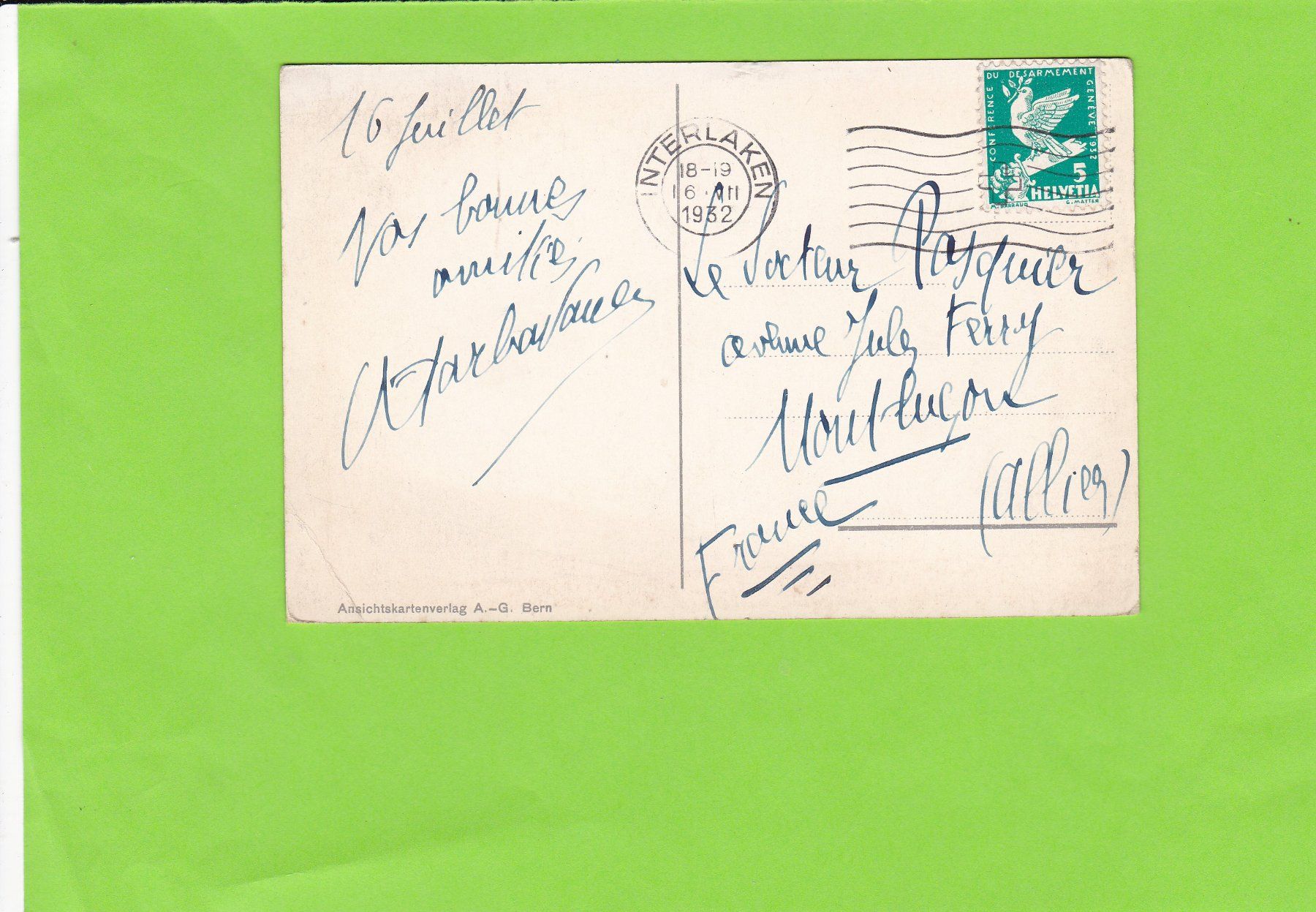 Ansichtskarten: Interlaken--1932 – Gebraucht aus St. Peterzell von neckertal 1