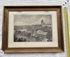 Altes Bild Stadtansicht datiert 1845 gerahmt