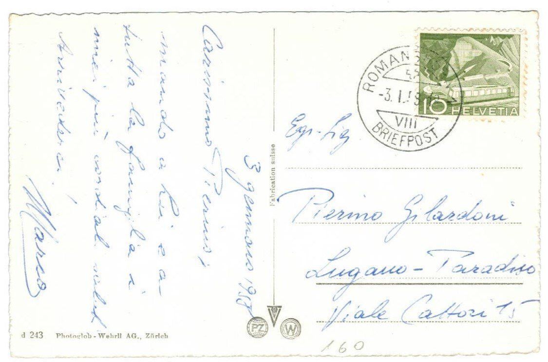 Cartoline postali: AK Romanshorn 1958 – Usato da Zürich venduto da Tolima194 1