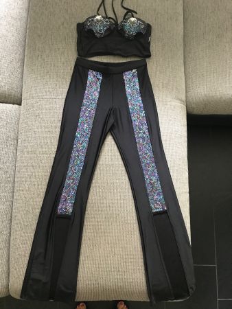 Bustier und Hose, schwarzPailletten, Gr. M - SOMMERAKTION