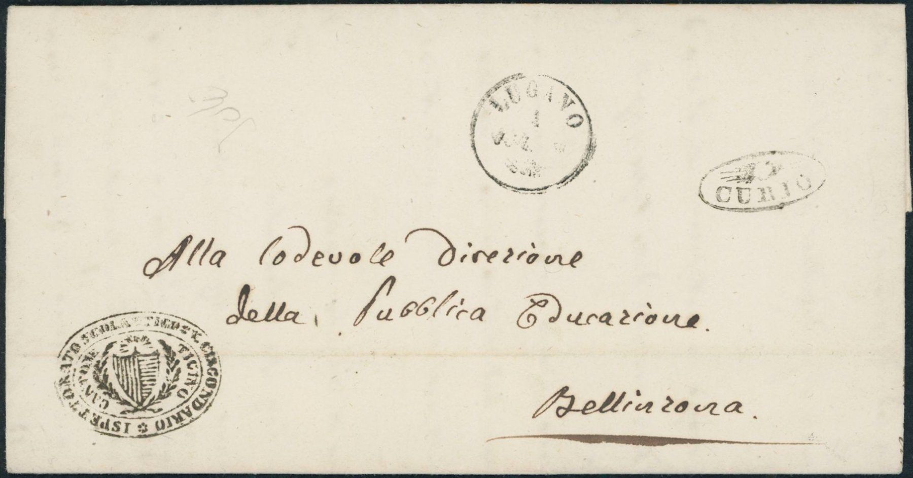 Tutti i francobolli: TI Curio - Strahlenstempel - Lugano - Brief – Usato da Schindellegi venduto da leecollect