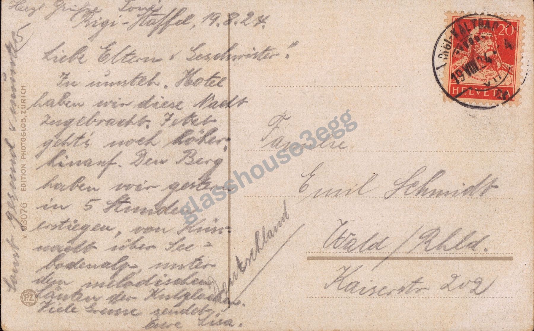 Ansichtskarten: AK 1924 Rigi-Stäffel mit Pilatus – Gebraucht aus Eggersriet von glasshouse3egg 1