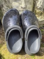Schwarze Original Crocs mit Pailletten, Grösse 38, neuwertig