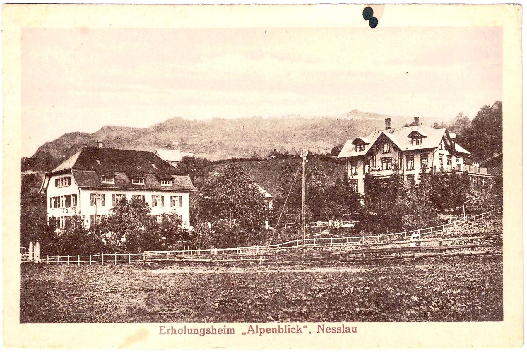 Cartoline postali: NESSLAU - Erholungsheim "Alpenblick" ca. 1920 – Usato da Oberdorf BL venduto da Hopfehuepfer