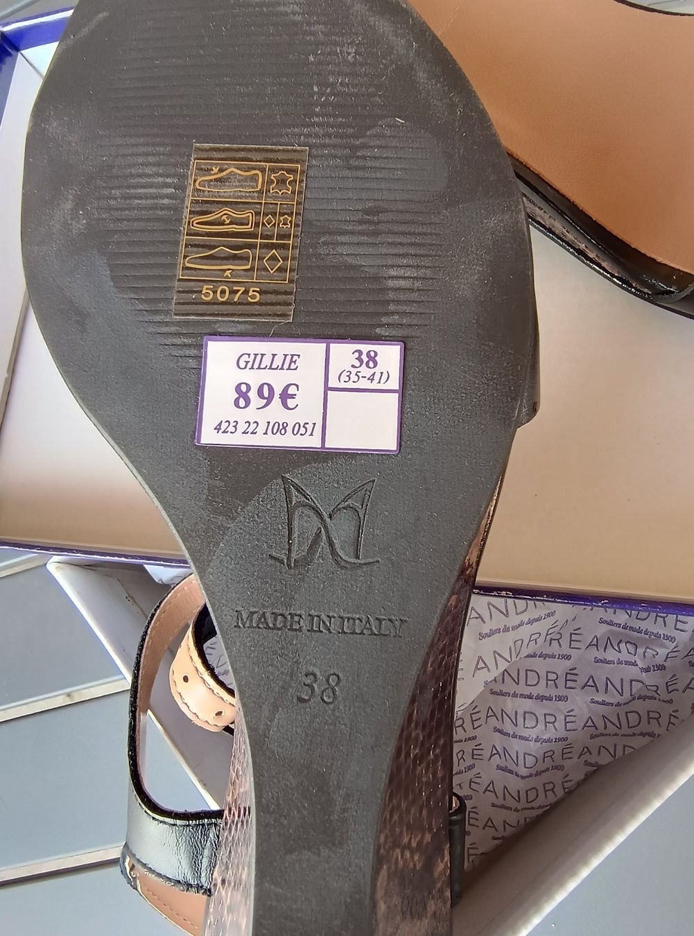 Scarpe da donna: Sandales cuir noir compensées talons pythyon/serpent 38 NEUF – Nuovo e nell'imballaggio originale da Genève venduto da Brachiopode 9