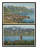 VEVEY - 1940 "Vue générale/Tour St-Martin" (Lot de 2x C.P.)