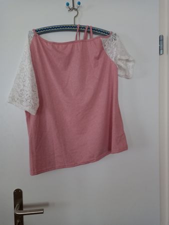 Rosa Sommer - Shirt XL mit Spitze - Neuwertig & Elegant!