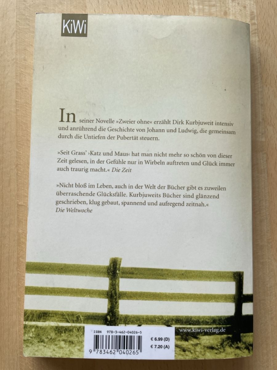 Libri: Zweier ohne, Dirk Kurbjuweit, Novelle – Usato da Ins venduto da Nick63 1