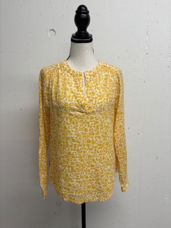 ICHI Bluse mit Blumenmuster Gr. XS gelb weiss Baumwolle
