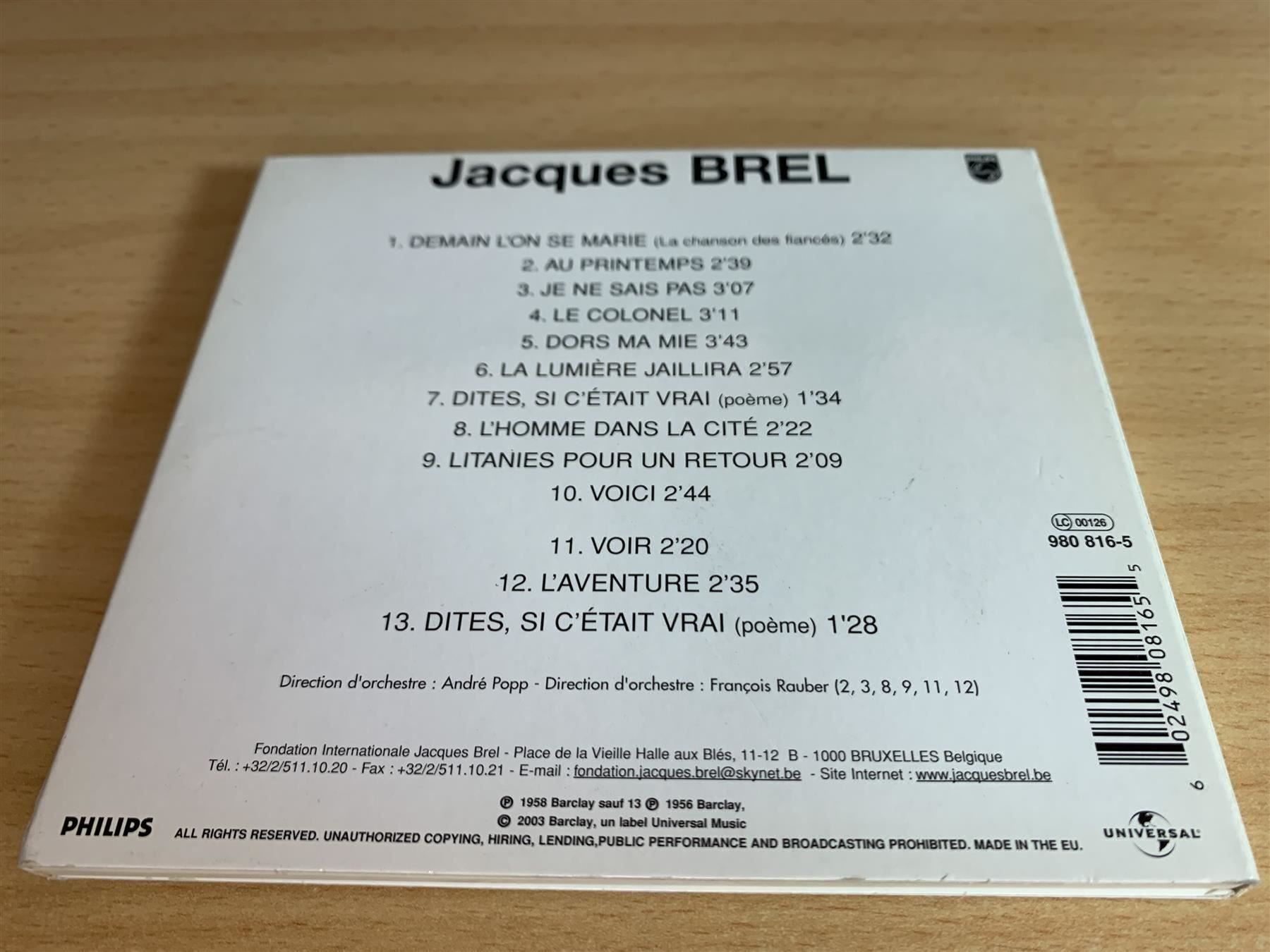 CD: Jacques Brel – Au Printemps – Usato da Rikon im Tösstal venduto da Alpenmutz 1