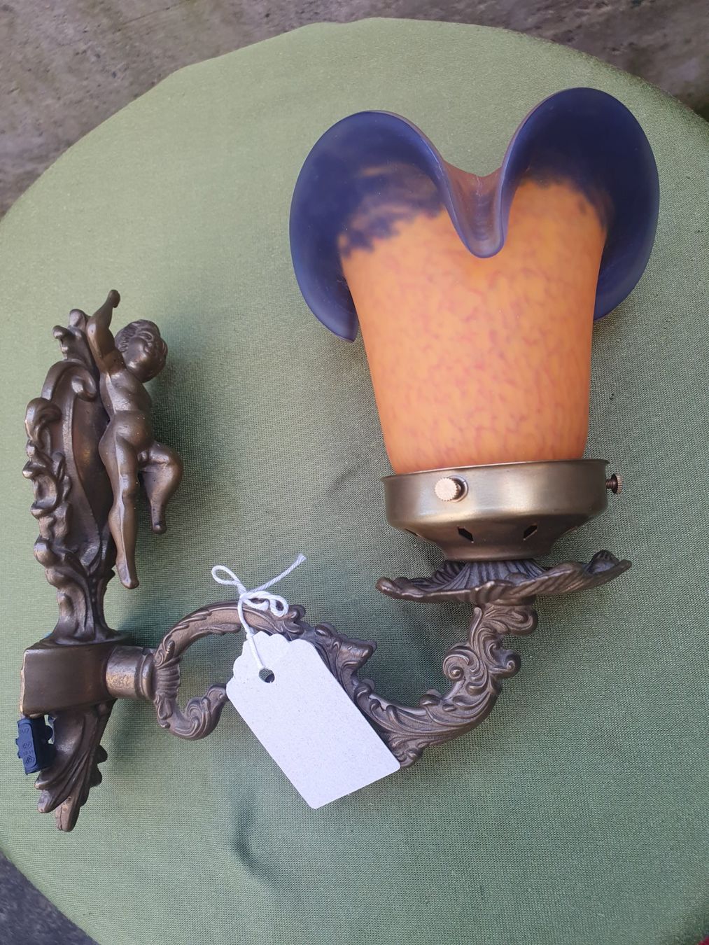 Lampade: Wandlampe Engel Putte Jugendstil Messing Glas Vint... – Usato da Reinach venduto da 3Guggerli 5