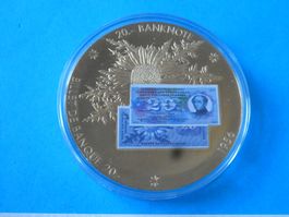 vergoldete Medaille 50 mm PP  - 20 Frankennote 1956