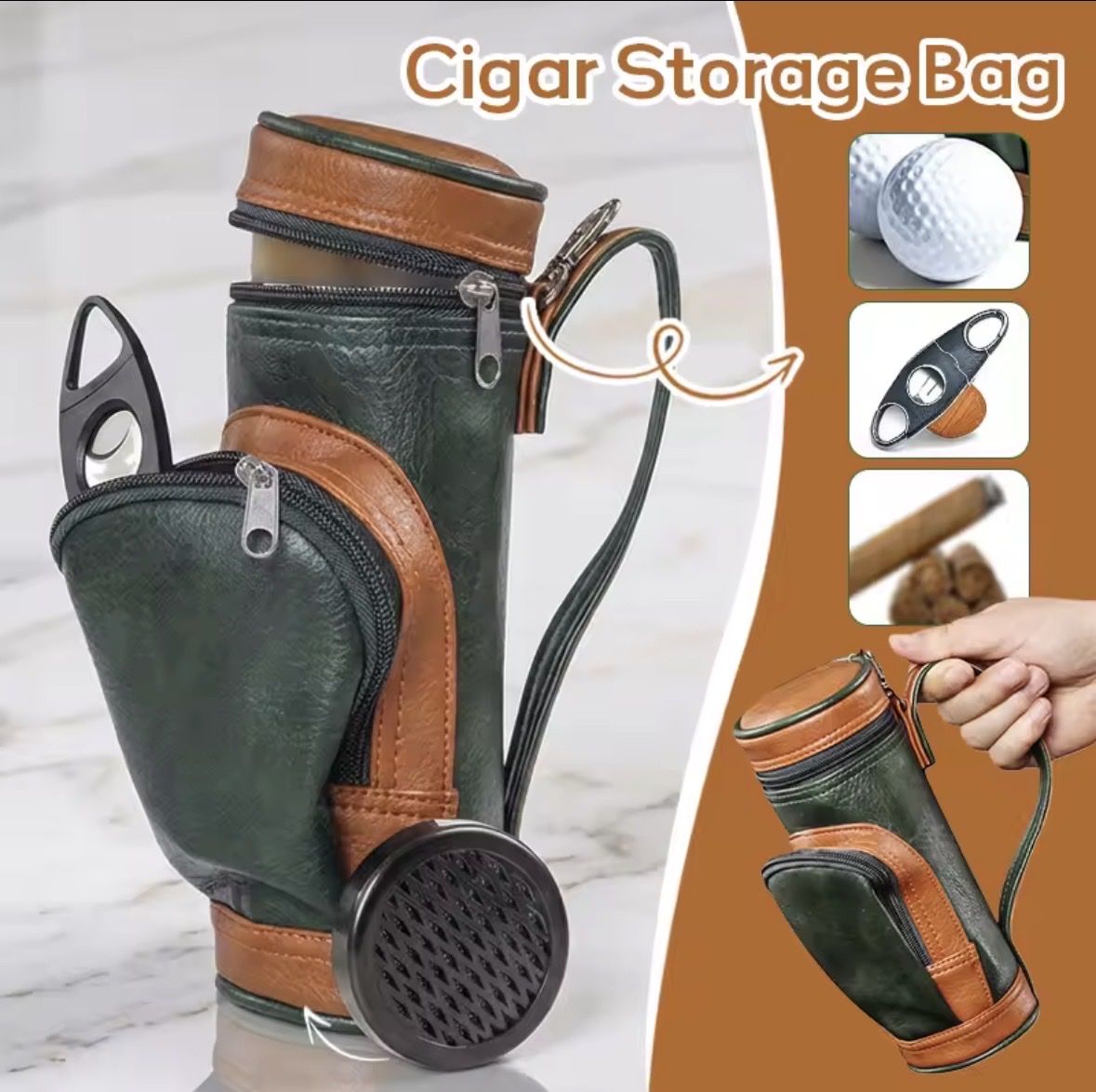 Humidor per sigari: Golf Bag Humidor Cigar Storage  – Nuovo (secondo la descrizione) da Seuzach venduto da Wolf936 6