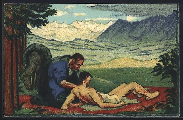 Cartes postales: Schweiz, Bundesfeier 1917, Mann hilft ei – D'occasion à Berlin par bartko-reher