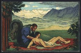 Schweiz, Bundesfeier 1917, Mann hilft ei