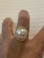 Jolie bague plaquée or 52,5 et perle neuve