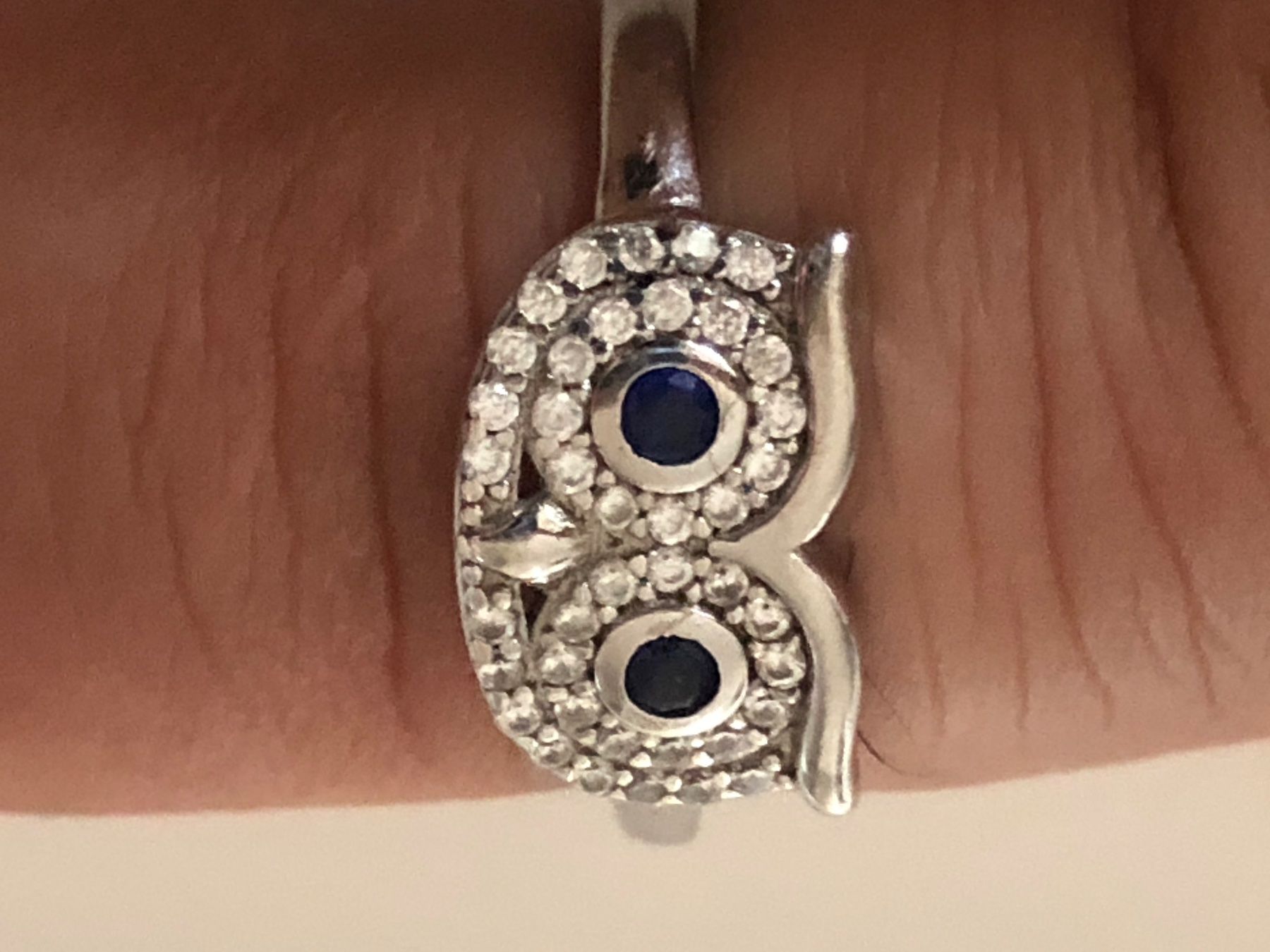 Anelli: Sterling Silber 925 Ring Eule  mit blaue Steine und weise – Usato da Läufelfingen venduto da Original100 1