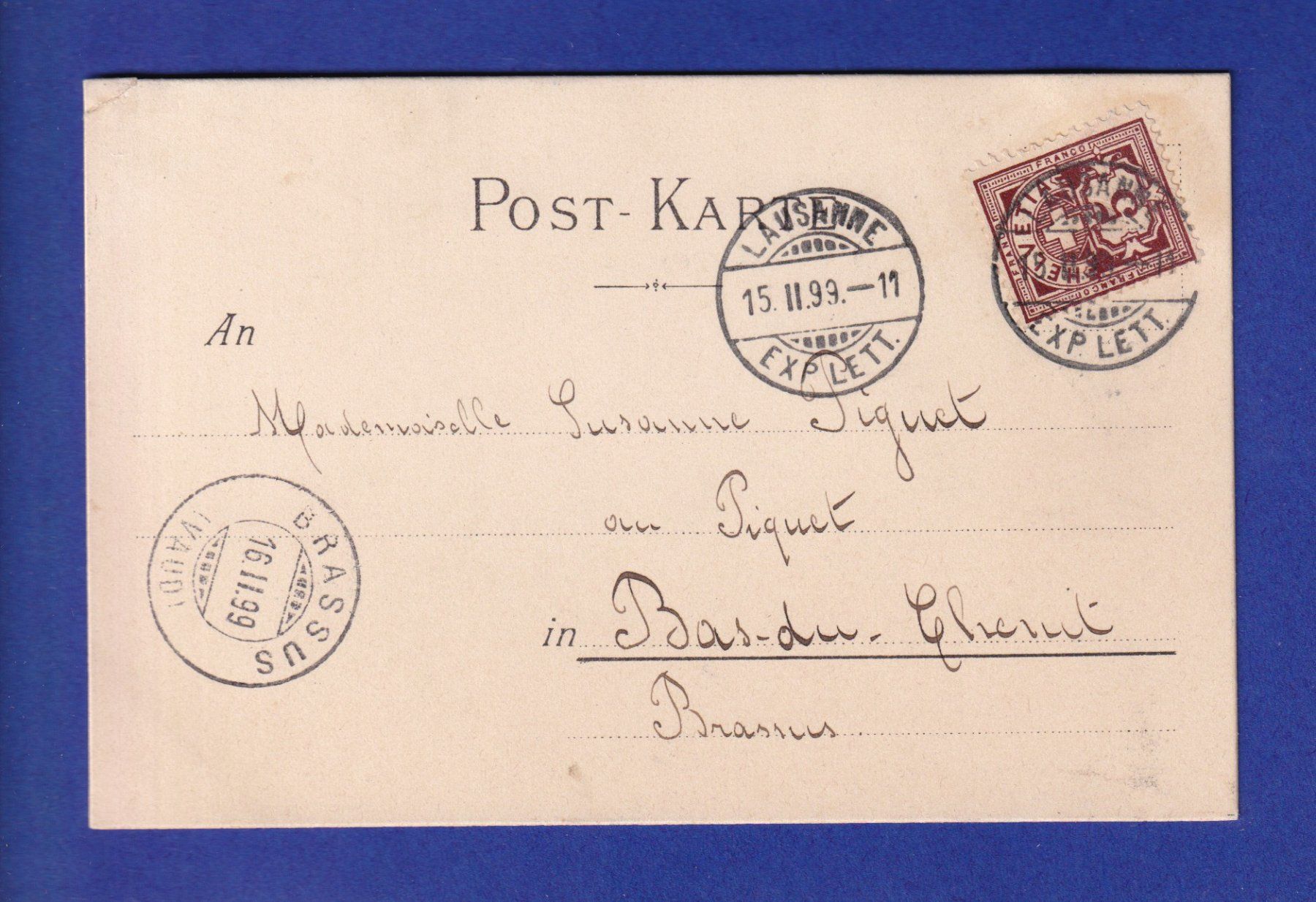 Cartoline postali: ENFANT - Ecolier - 1899 – Usato da Pully venduto da nicecards-shop 1