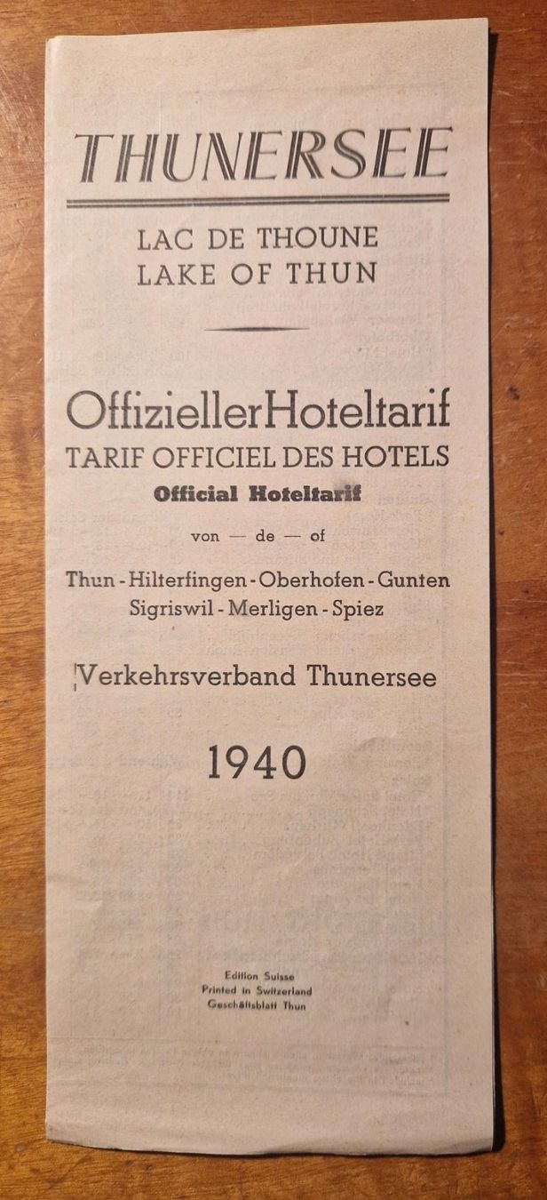 Dokumente: Faltprospekt 1939 Thunersee – Gebraucht aus Büetigen von philat 3