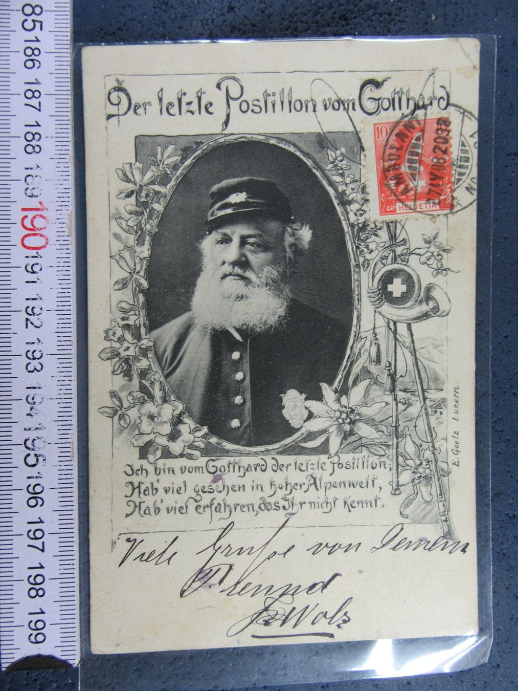 Ansichtskarten: DER LETZTE POSTILLON AM GOTTHARD 1908 URI AK – Gebraucht aus Ettingen von Hausi4711