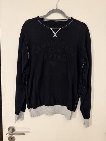 Armani Jeans Regular – Pull noir & gris logo ton sur ton