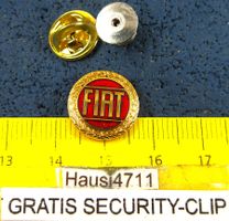 FIAT AUTO LOGO SCHMICK-PIN ENAMEL GOLDIG MIT SECURITY-CLIP