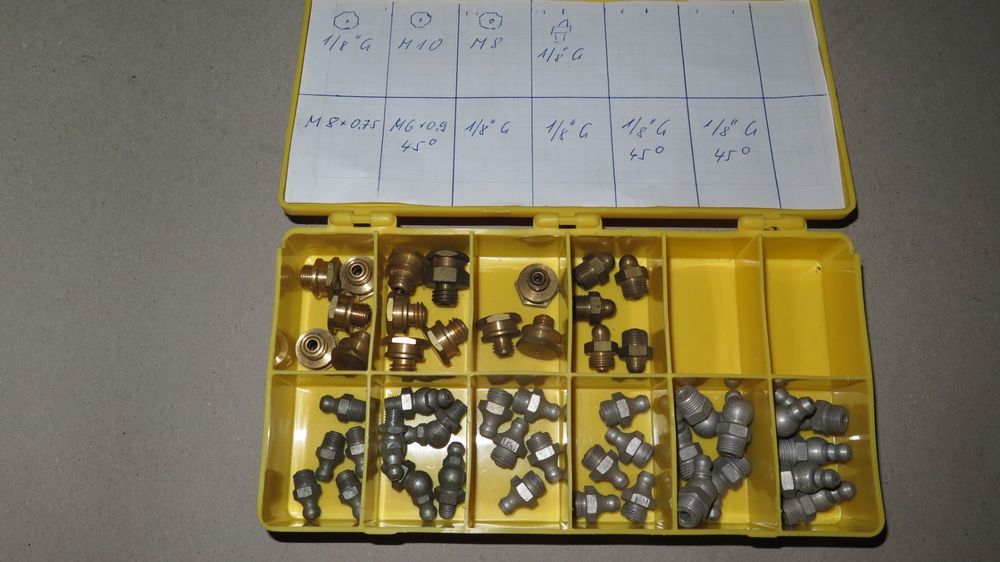120-teiliges Schmiernippel Set - Verschiedene Größen Für Auto Und Maschine