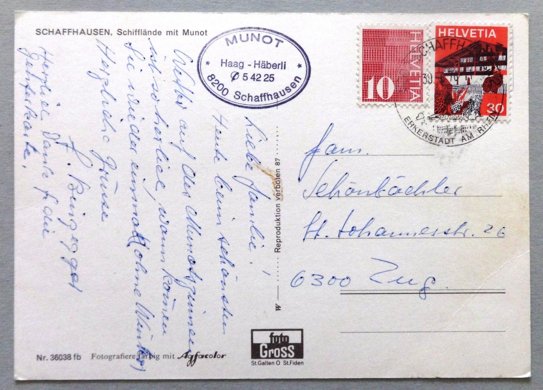 Cartoline postali: Schaffhausen, Schifflände mit Munot – Difettoso da Fétigny venduto da Billy2miny 1