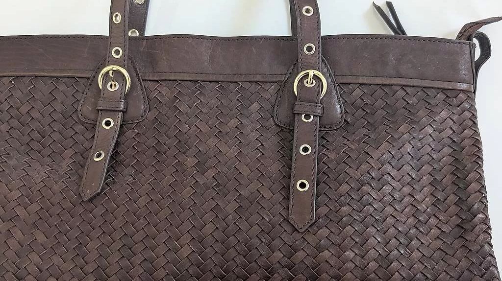 Taschen für Damen: Echt Leder Handtasche braun mit Geflecht – Neu (gemäss Beschreibung) aus Zürich von Misam 4