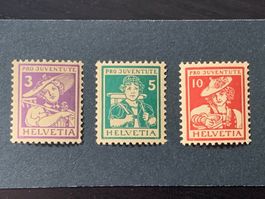 Pro Juventute 1916, Zst. J4 - J6, ungestempelt
