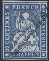 GETTNAU - seltener Balkenstempel auf 10 Rp. Strubel