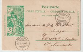 GS UPU 1900 Bern - Les Verrières Rasier-klinge Stempel