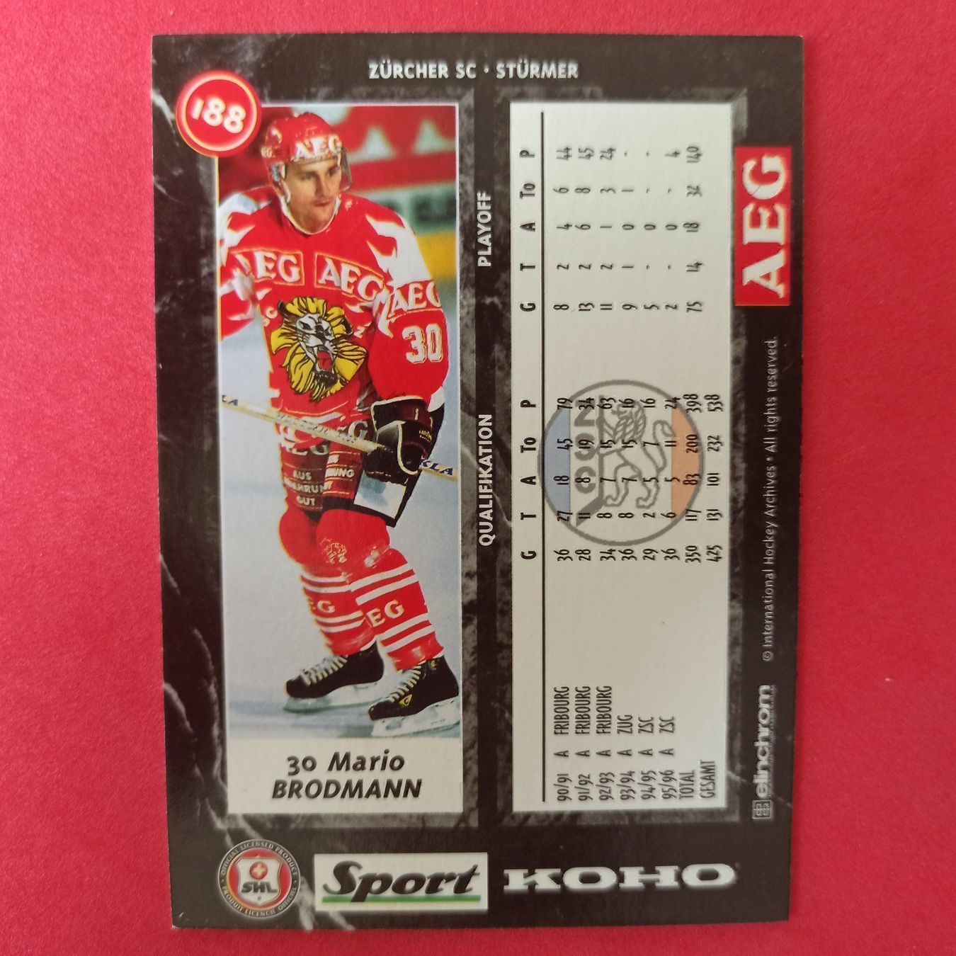 Carte collezionabili: Mario Brodmann - ZSC CARD - 1996/97 – Usato da Dübendorf venduto da kb86_MOVIE 1