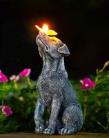 Hund Figuren mit Schmetterling Solar Deko für Außen