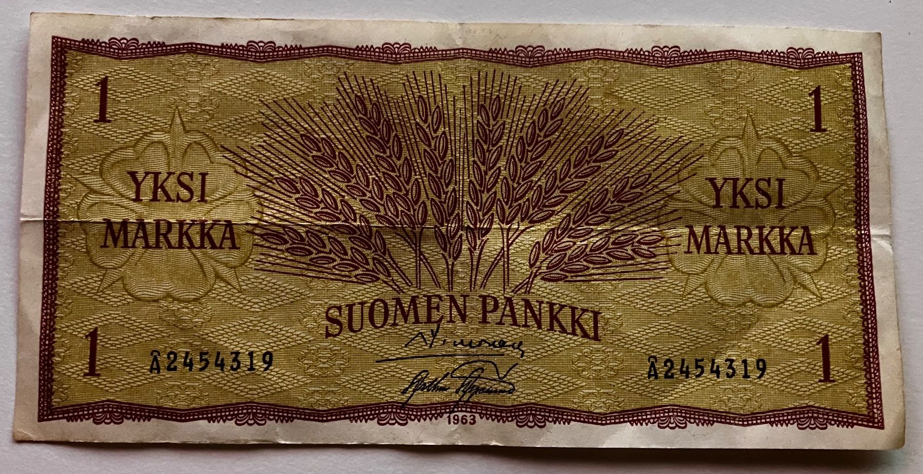 Banconote: Finnland 1 Markka 1963 – Usato da Algetshausen venduto da Carrhard
